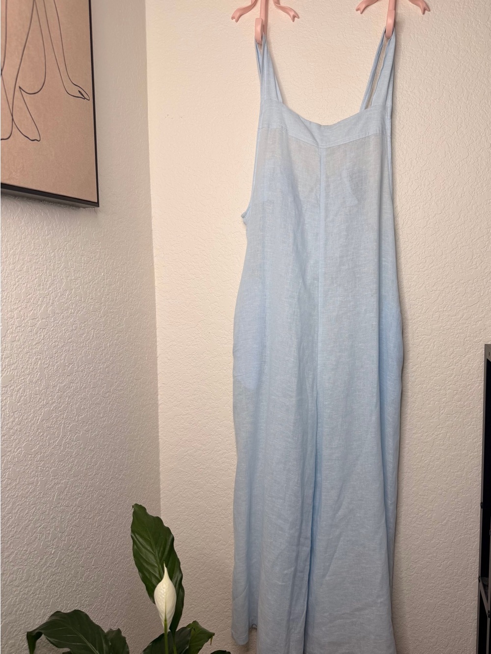 Haute Hippie Soft Light Blue Linen Blend Jumpsuit - Picture 4 of 4